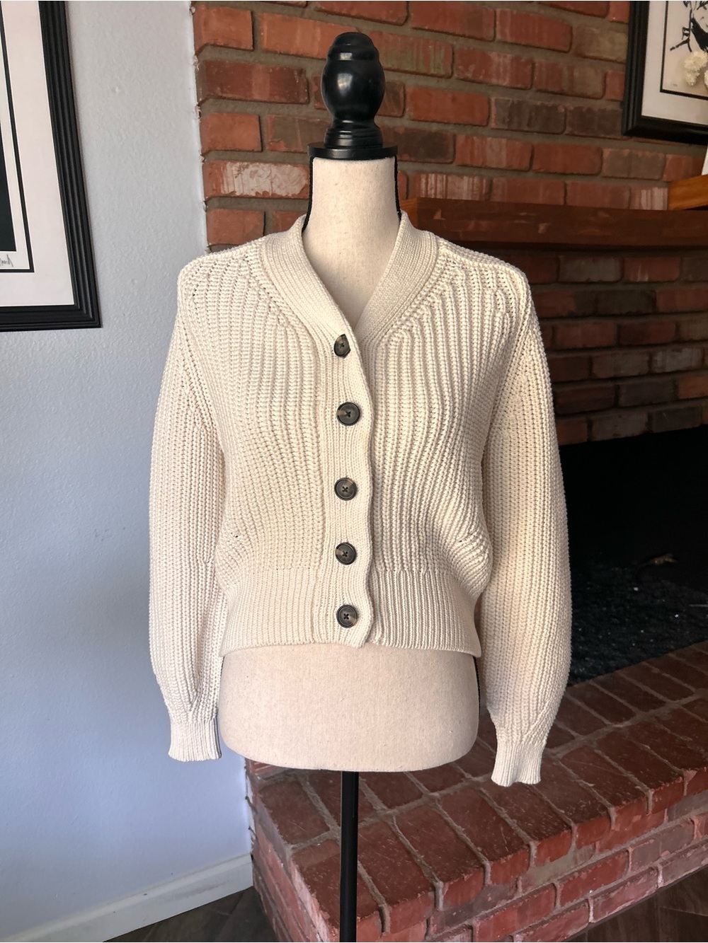 Everlane The Texture Cotton Cardigan in Canvas Sz XS - Picture 3 of 9